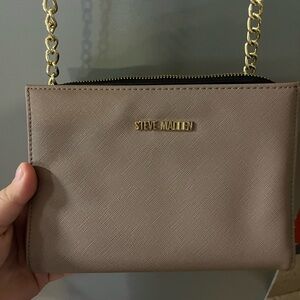 Steve Madden Taupe Crossbody with Gold Chain Strap